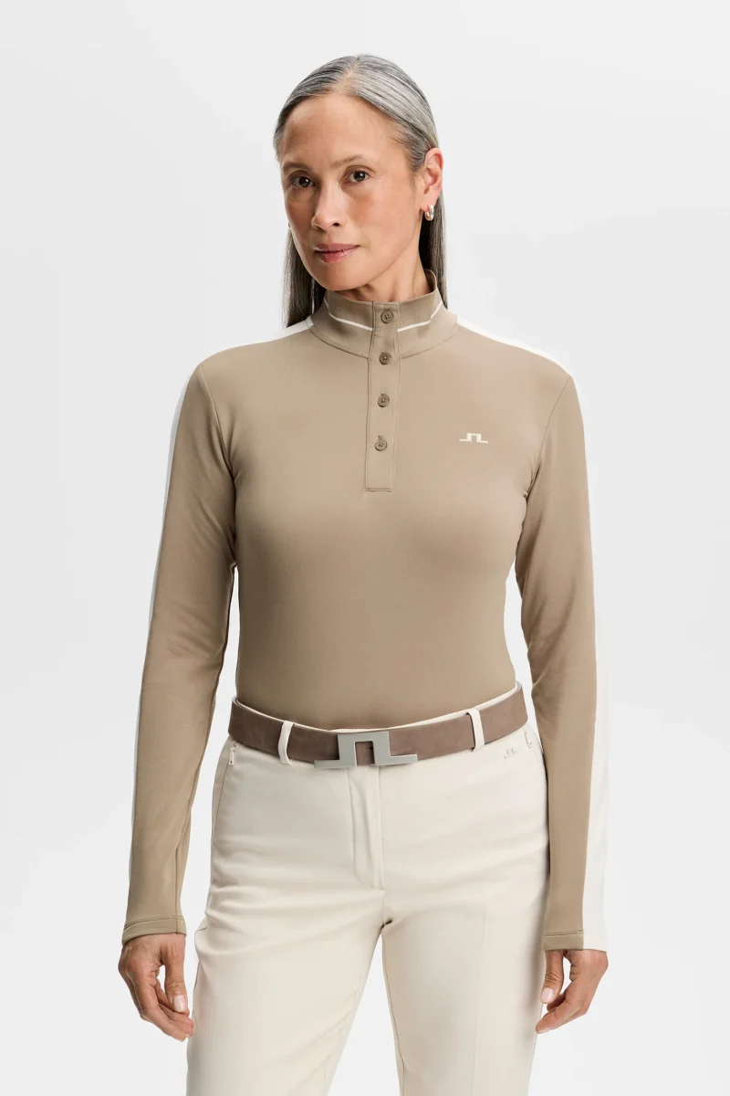 J.Lindeberg Hertta Long Sleeve Polo für Damen Brindle (Dunkelbeige)