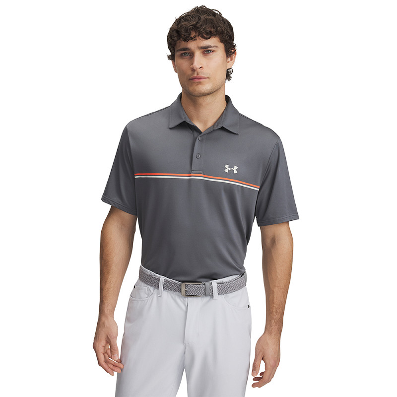 UNDER ARMOUR Playoff 3.0 Stripe Polo für Herren Grau/Weiß/Orange
