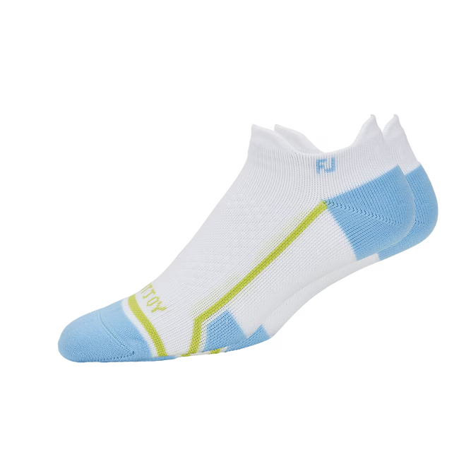 FootJoy 18890H Tech D.R.Y. Roll Tab Socken für Damen Weiß/Hellblau/Limone 36.5-40.5