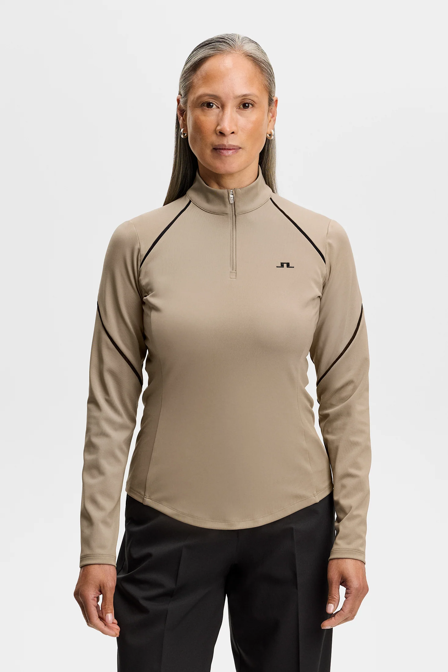 J.Lindeberg Alya Vent Quarter Zip Mid Layer für Damen Brindle (Dunkelbeige) – Bild 4