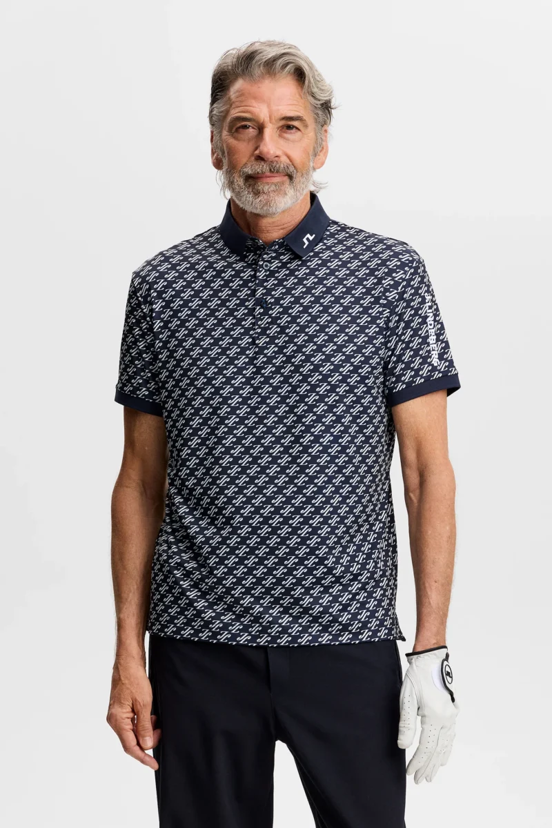 J.Lindeberg Tour Tech Print Polo Herren Cardi Jacquard S - JL Navy