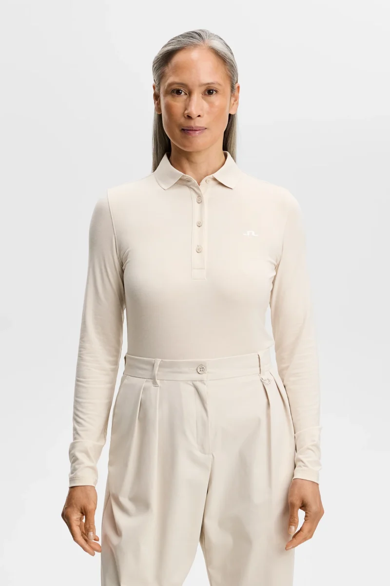 J.Lindeberg Flor Long Sleeve Polo für Damen Moonbeam (Beige)