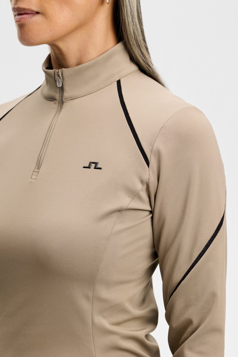 J.Lindeberg Alya Vent Quarter Zip Mid Layer für Damen Brindle (Dunkelbeige)