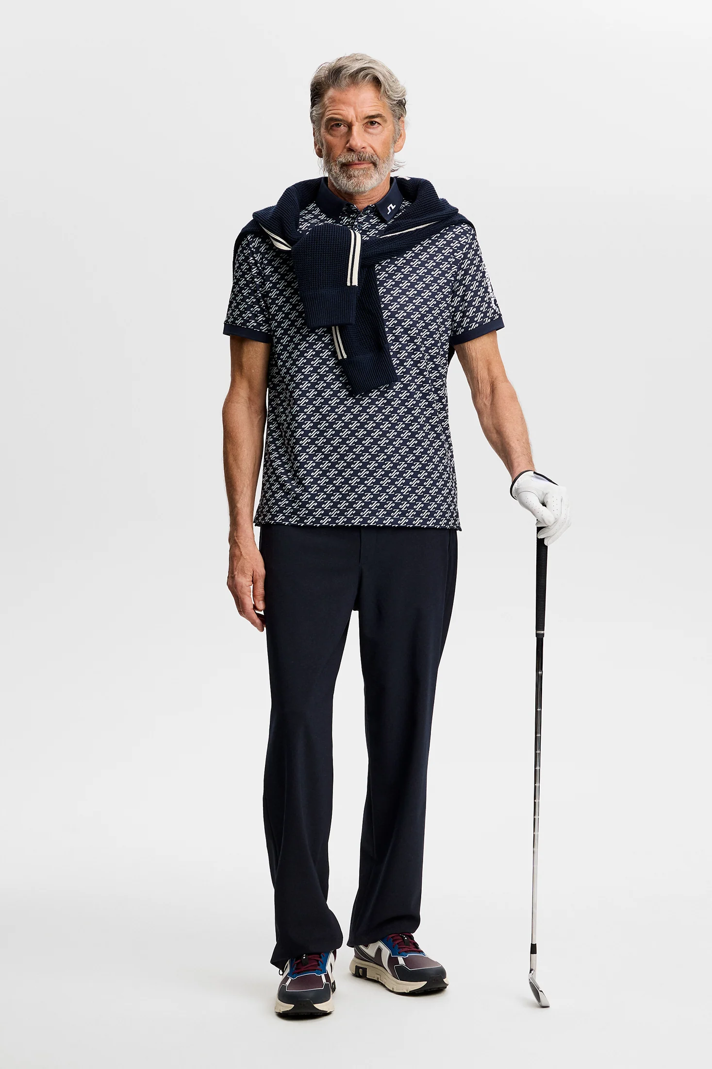 J.Lindeberg Tour Tech Print Polo Herren Cardi Jacquard S - JL Navy – Bild 3