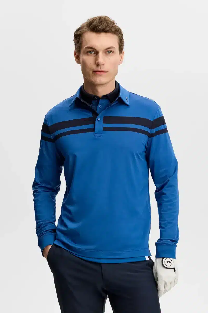 J.Lindeberg Kenny LS Stripe Polo für Herren Set Sail (Blau/Navy)