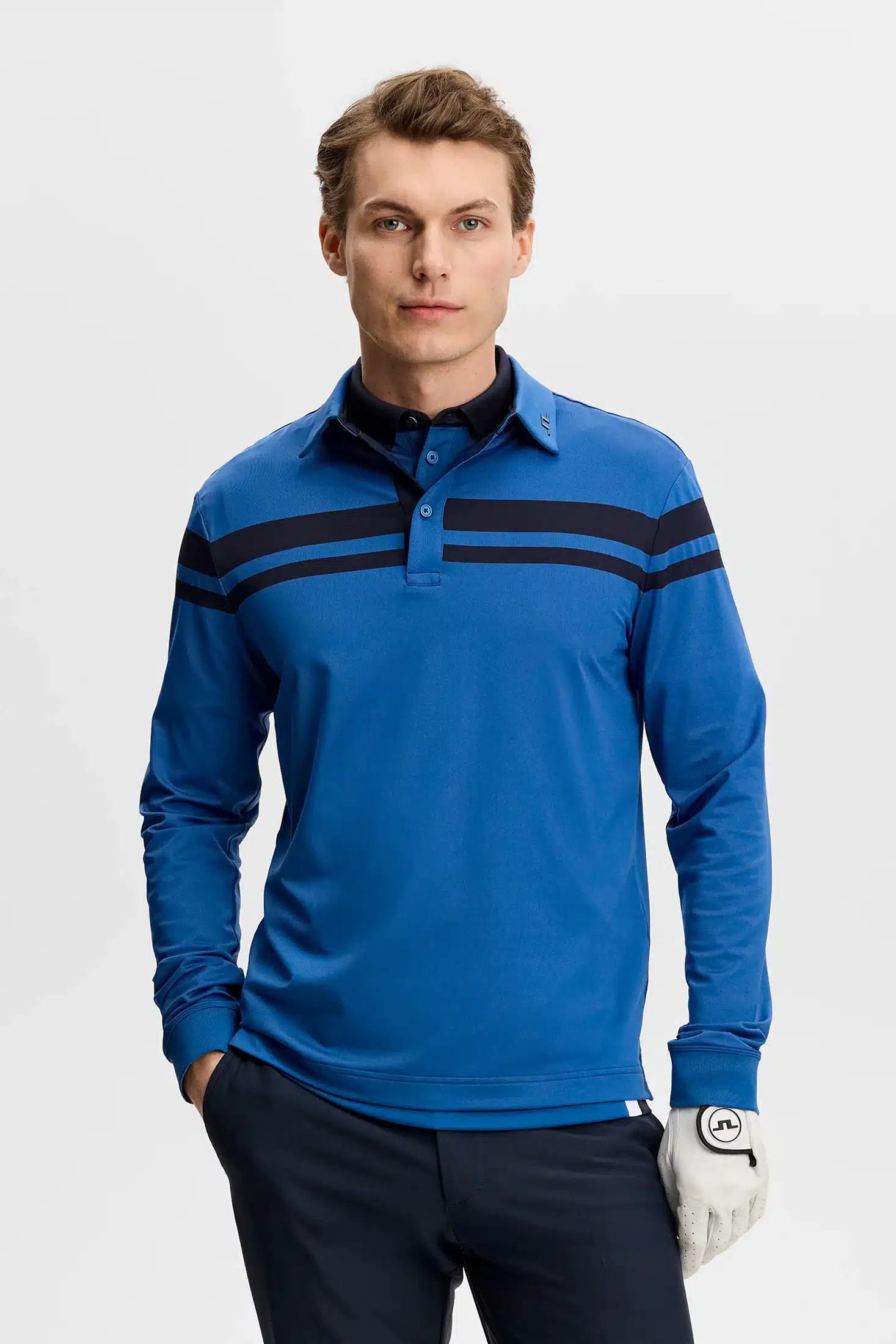 J.Lindeberg Kenny LS Stripe Polo für Herren Set Sail (Blau/Navy)
