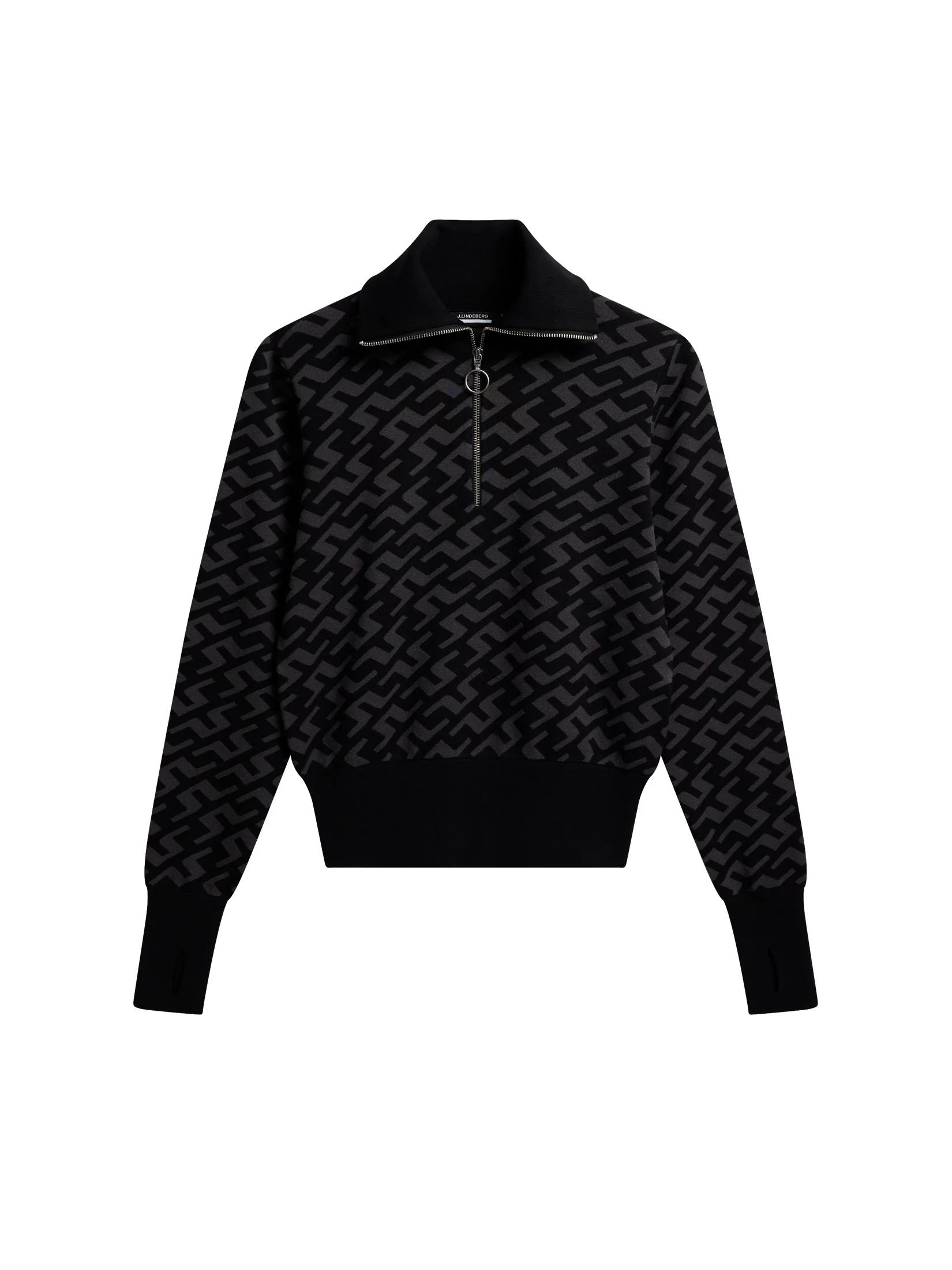 J.LINDEBERG Kerla Knitted Zip Sweater Bias Bridge Black – Bild 3
