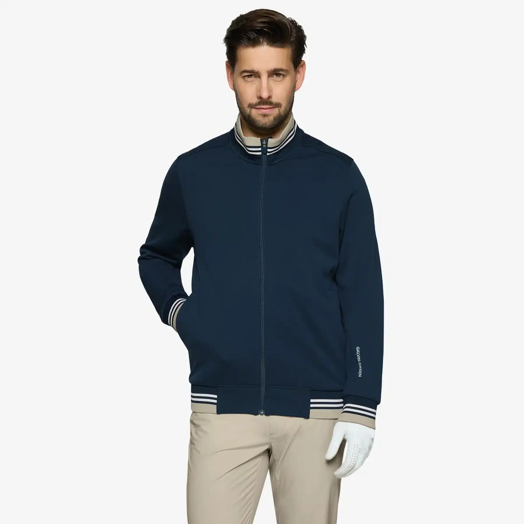 Galvin Green Daniel Insulating Golf Mid Layer für Herren Sand/Navy/Weiß – Bild 4