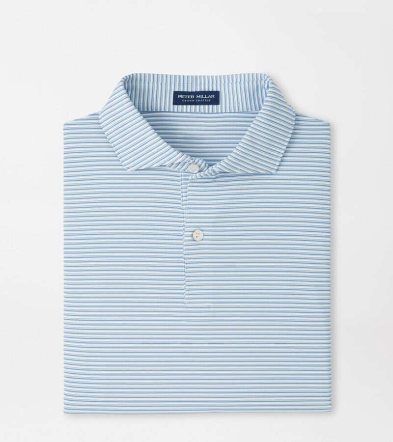 Peter Millar Ensemble Performance Jersey Polo für Herren Weiß/Hellblau