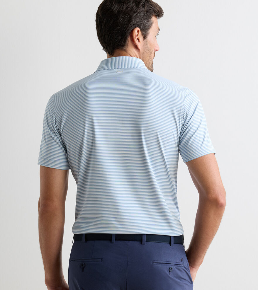 Peter Millar Ensemble Performance Jersey Polo für Herren Weiß/Hellblau – Bild 3