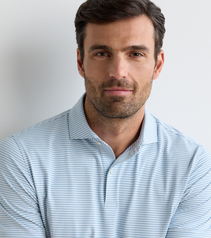 Peter Millar Ensemble Performance Jersey Polo für Herren Weiß/Hellblau – Bild 5