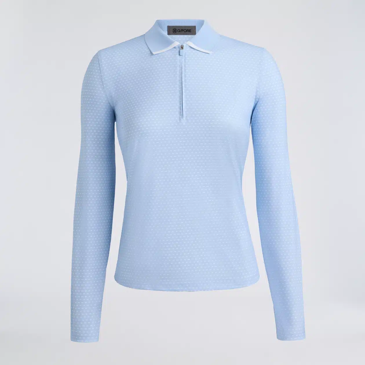 G/FORE GEO 2 SILKY TECH NYLON LONG SLEEVE 1/4 ZIP POLO für Damen Hellblau/Weiß