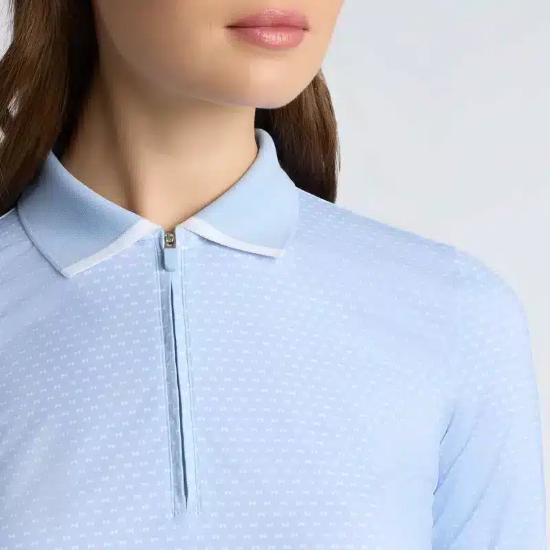 Alternative view of G/FORE GEO 2 SILKY TECH NYLON LONG SLEEVE 1/4 ZIP POLO für Damen Hellblau/Weiß