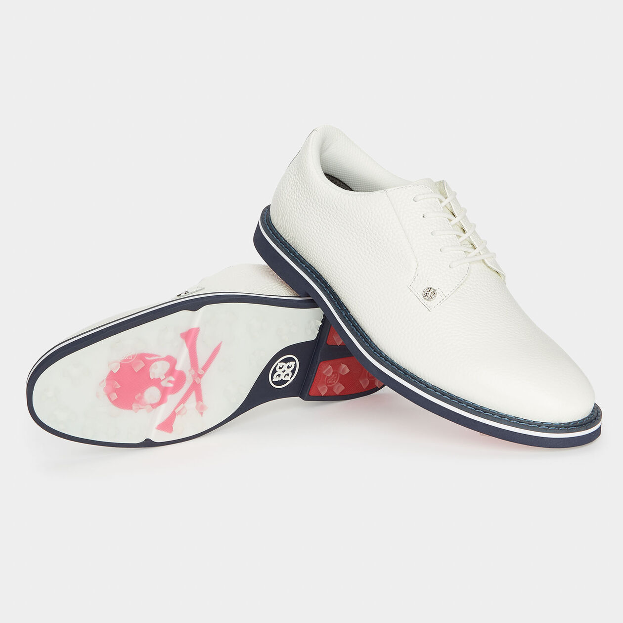 G/Fore GALLIVANTER PEBBLE LEATHER Golfschuhe für Herren Weiß/Navy – Bild 2