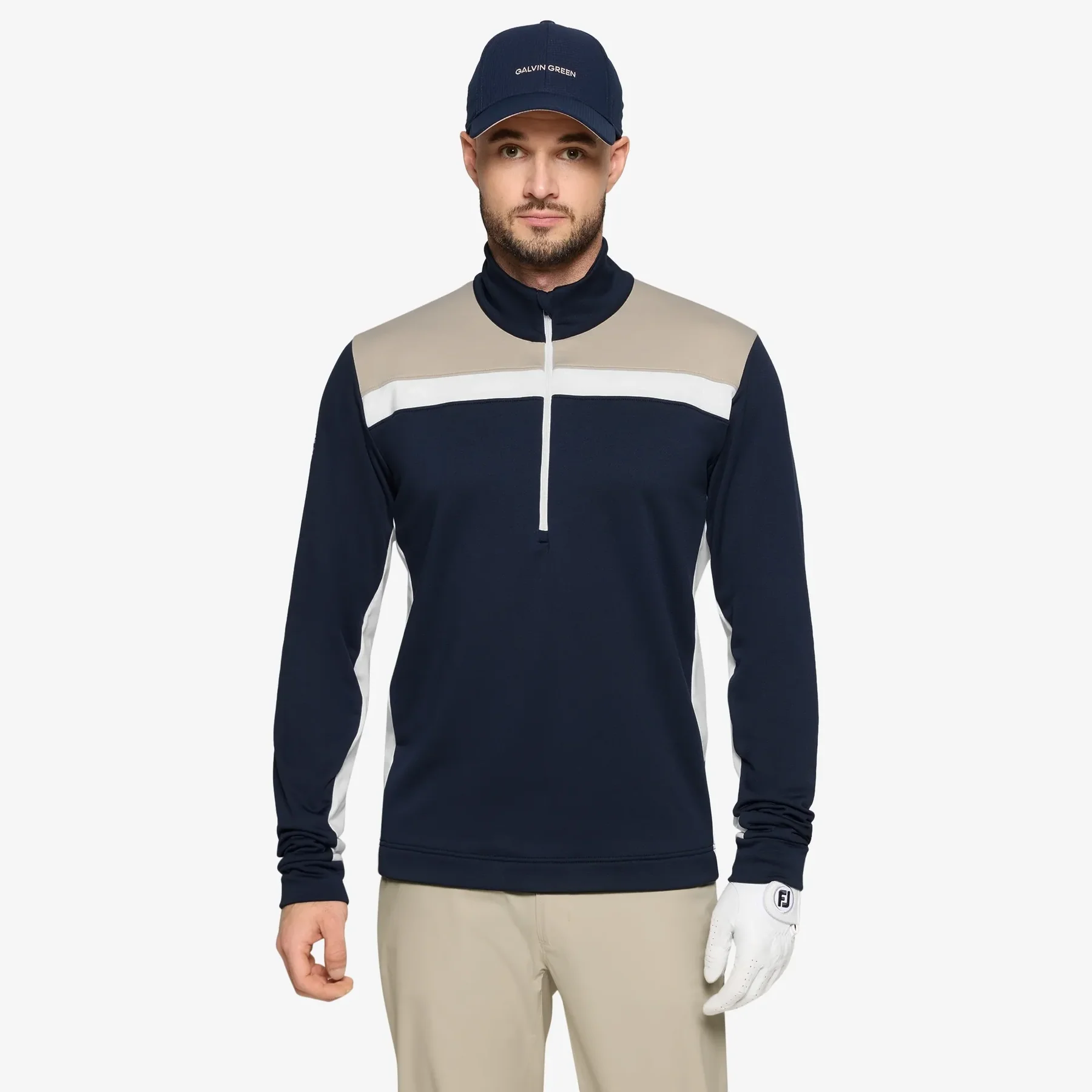 Galvin Green Dean Insulating Golf mid layer für Herren Sand/Navy/Weiß