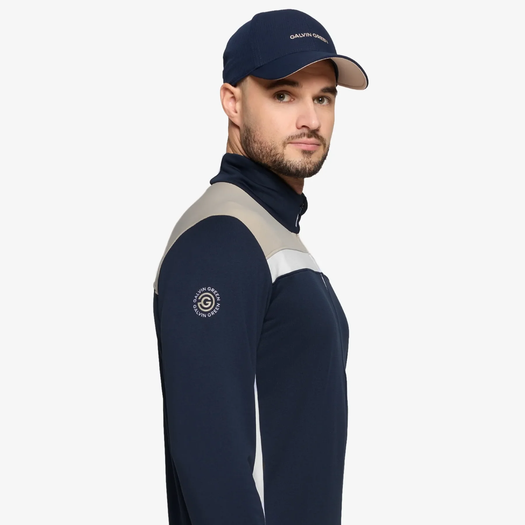 Galvin Green Dean Insulating Golf mid layer für Herren Sand/Navy/Weiß – Bild 2