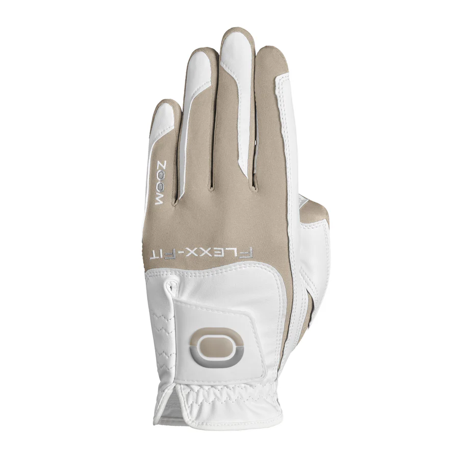 Zoom Hybrid Damen Golfhandschuhe Weiß/Sand linke Hand