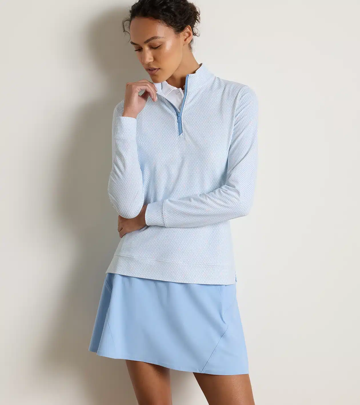 Peter Millar Perth Performance Quarter-Zip für Damen Weiß/Hellblau (Multi) – Bild 2