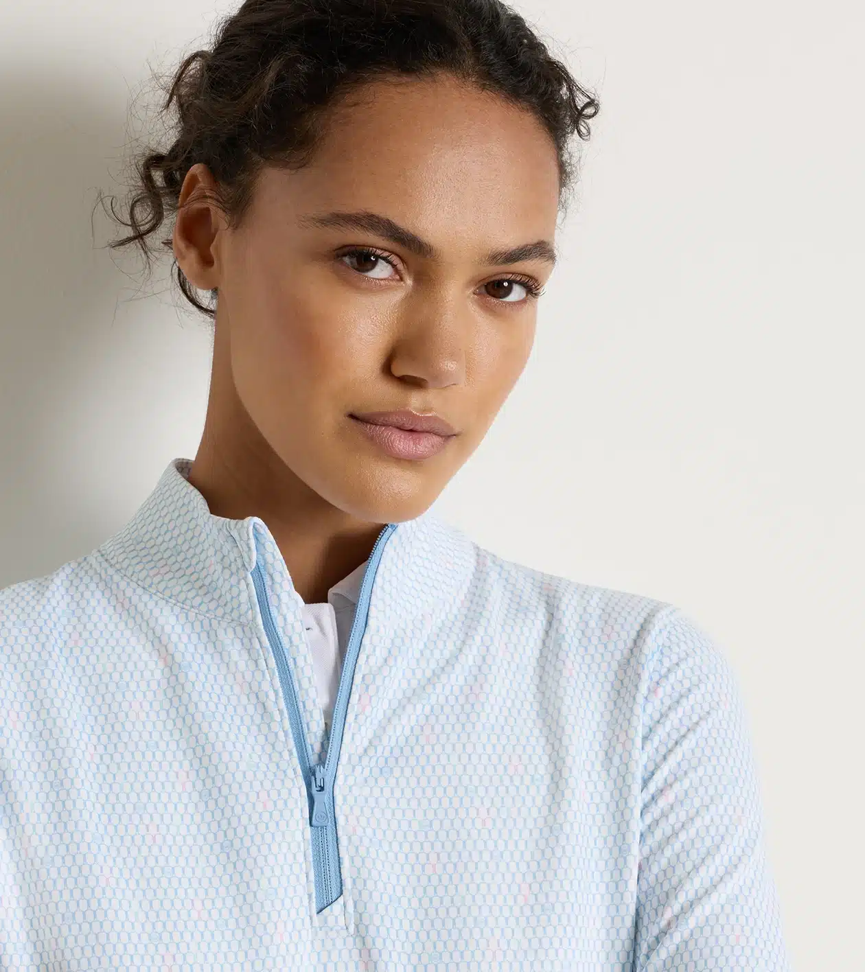 Peter Millar Perth Performance Quarter-Zip für Damen Weiß/Hellblau (Multi) – Bild 5