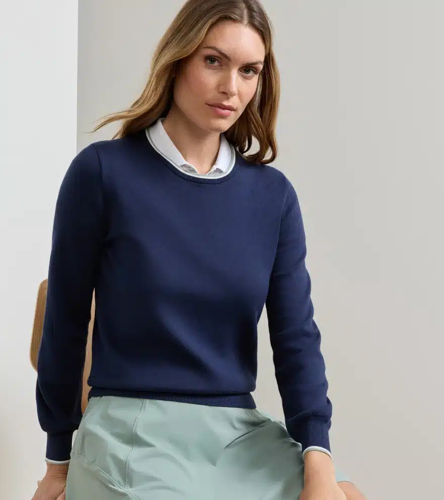 Peter Millar Coolspun Lite Cotton Crewneck Pullover für Damen Navy – Bild 5