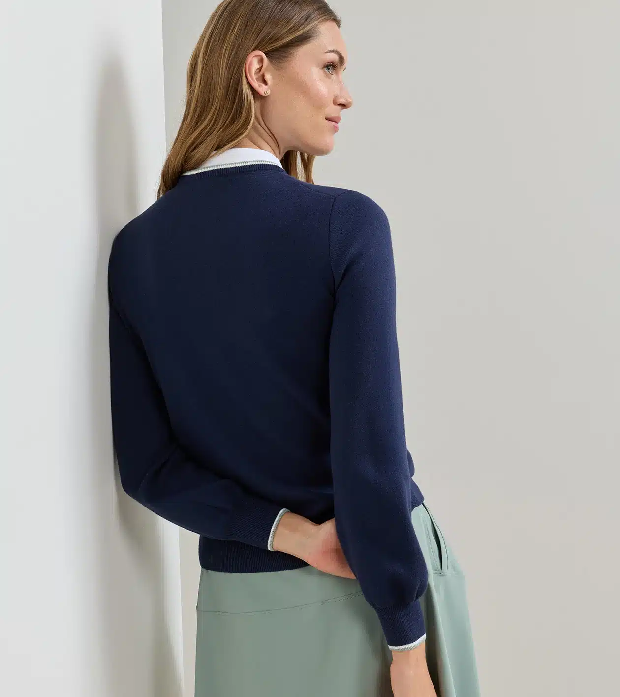 Peter Millar Coolspun Lite Cotton Crewneck Pullover für Damen Navy – Bild 4