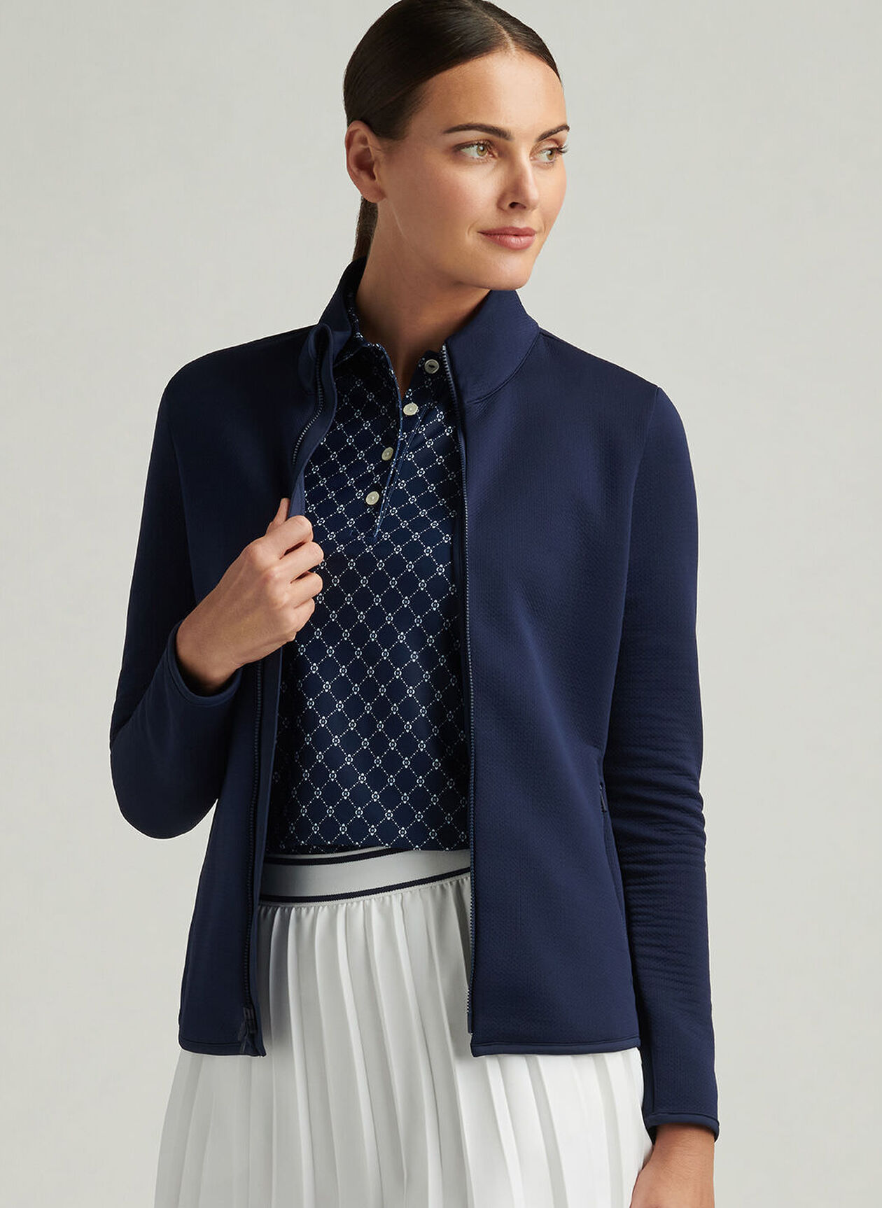 Peter Millar Lumi-Knit Midweight Full-Zip Jacke für Damen Navy – Bild 2