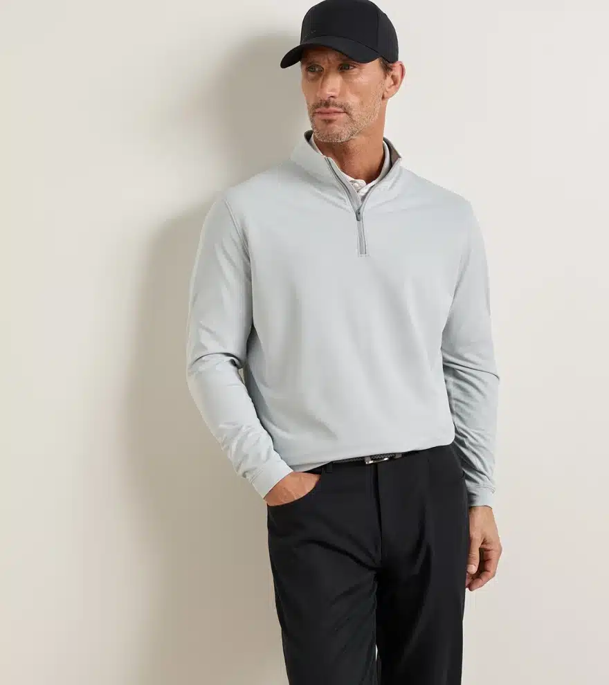 Peter Millar Perth Performance Quarter-Zip für Herren Hellgrau – Bild 2