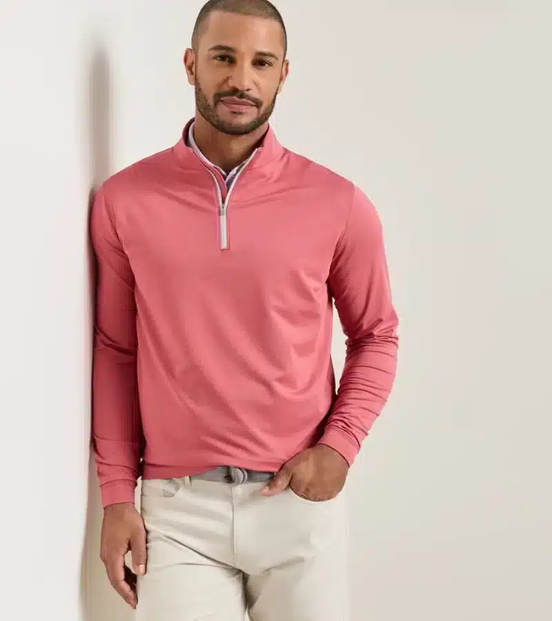 Alternative view of Peter Millar Perth Mélange Performance Quarter-Zip für Herren Rot Coral