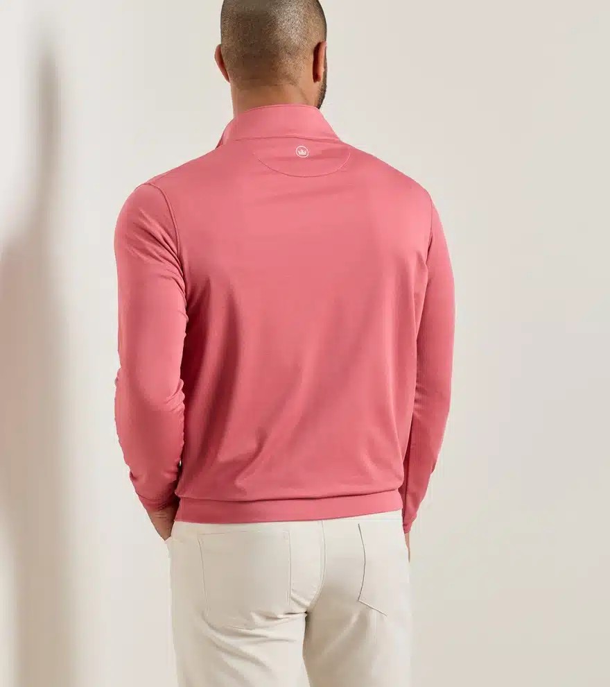 Peter Millar Perth Mélange Performance Quarter-Zip für Herren Rot Coral – Bild 4