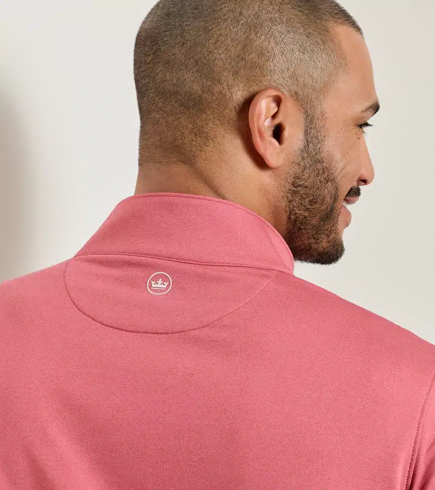 Peter Millar Perth Mélange Performance Quarter-Zip für Herren Rot Coral – Bild 3