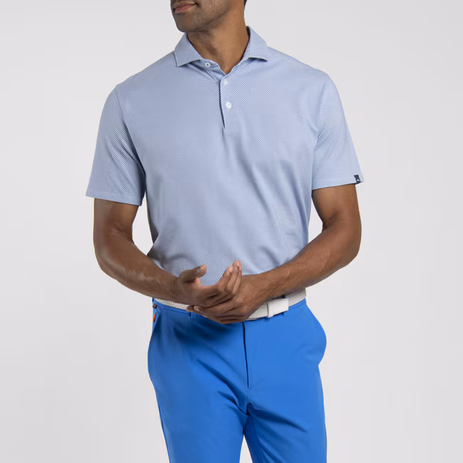 KJUS Hollow Pima Print Polo für Herren Weiß/Catamaran