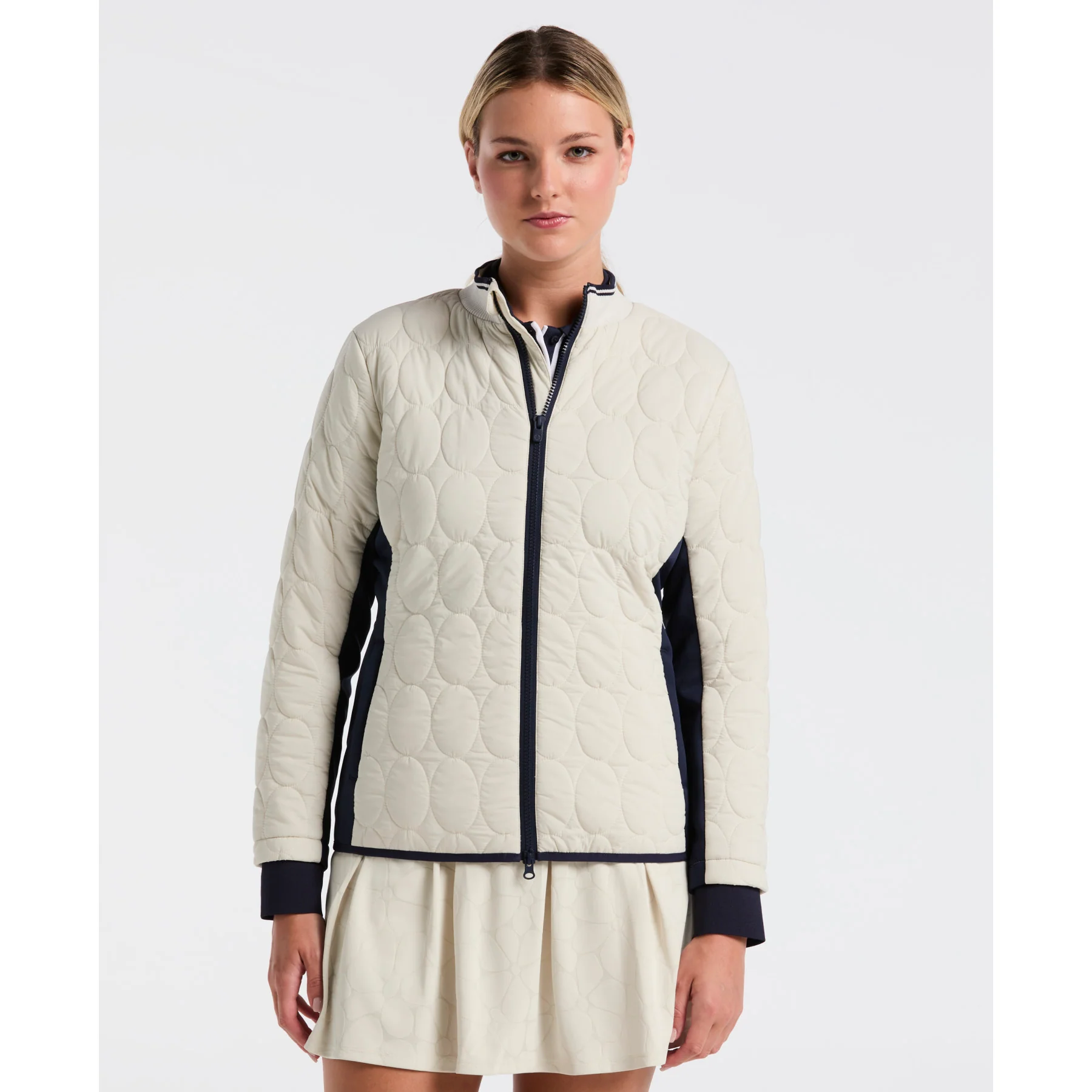 Original Penguin Quilted Golf Puffer Jacke für Damen Silver Birch – Bild 2