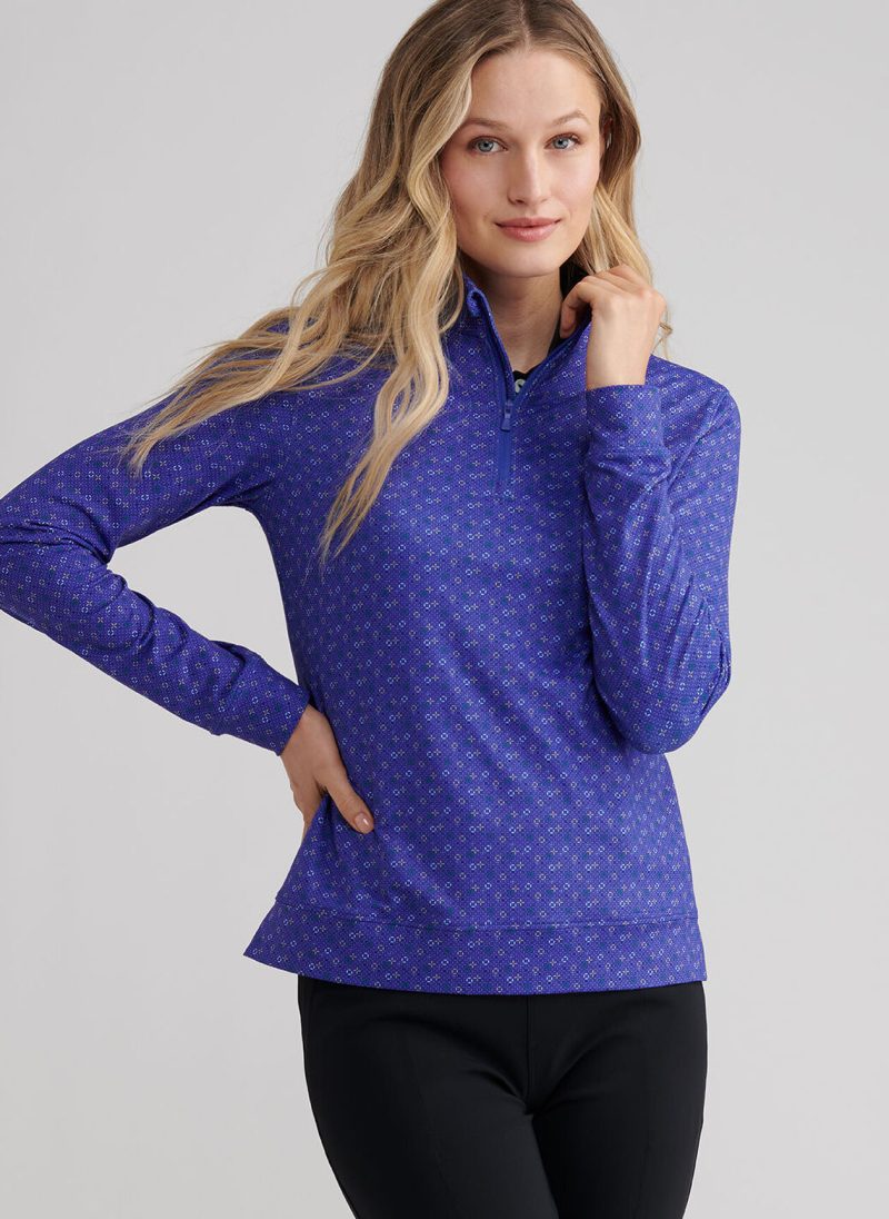 Alternative view of Peter Millar Perth Circle Back Performance Quarter-Zip Pullover für Damen Pacific Blau