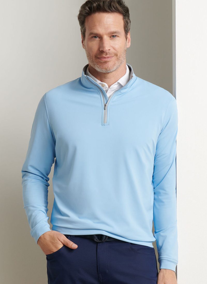 Alternative view of Peter Millar Perth Performance Quarter-Zip mit langen Arm für Herren hellblau