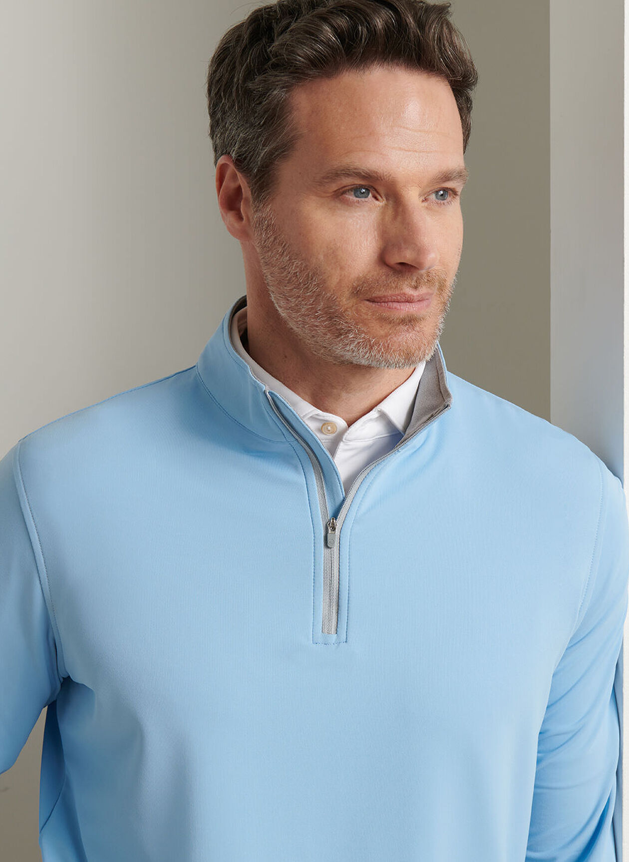 Peter Millar Perth Performance Quarter-Zip mit langen Arm für Herren hellblau – Bild 5