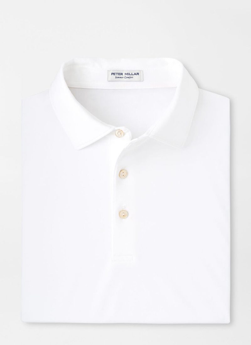 Peter Millar Solid Performance Jersey Polo für Herren Weiss