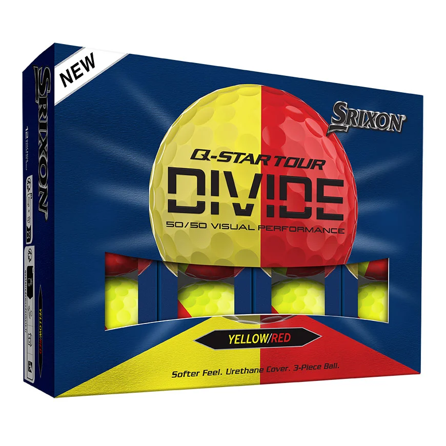 Srixon Q-Star Tour Divide 2026 Golfbälle – Gelb / Rot (12er Pack)