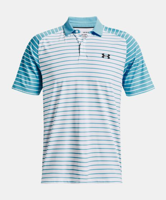 Under Amour Iso-Chill Mix Stripe Polo für Herren Weiß/Hellblau