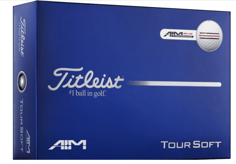 Titleist Tour Soft AIM 360 Red Linie 2026 Golfbälle 12 Stück weiß