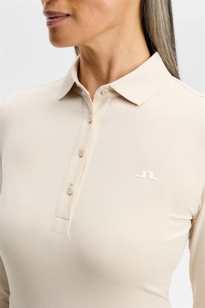 Alternative view of J.Lindeberg Flor Long Sleeve Polo für Damen Moonbeam (Beige)