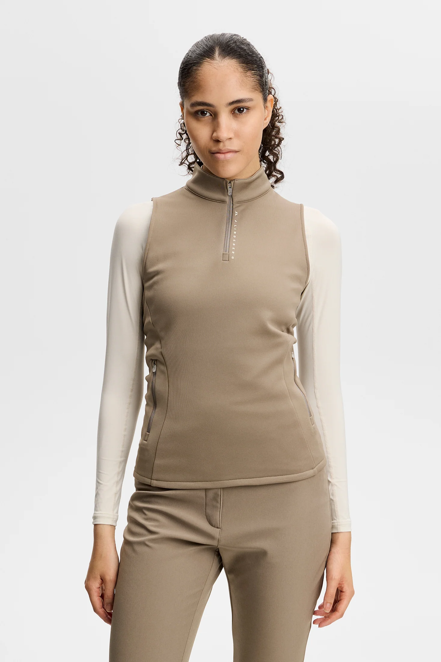 J.Lindeberg Jess Jersey Vest für Damen Brindle (Dunkelbeige) – Bild 2