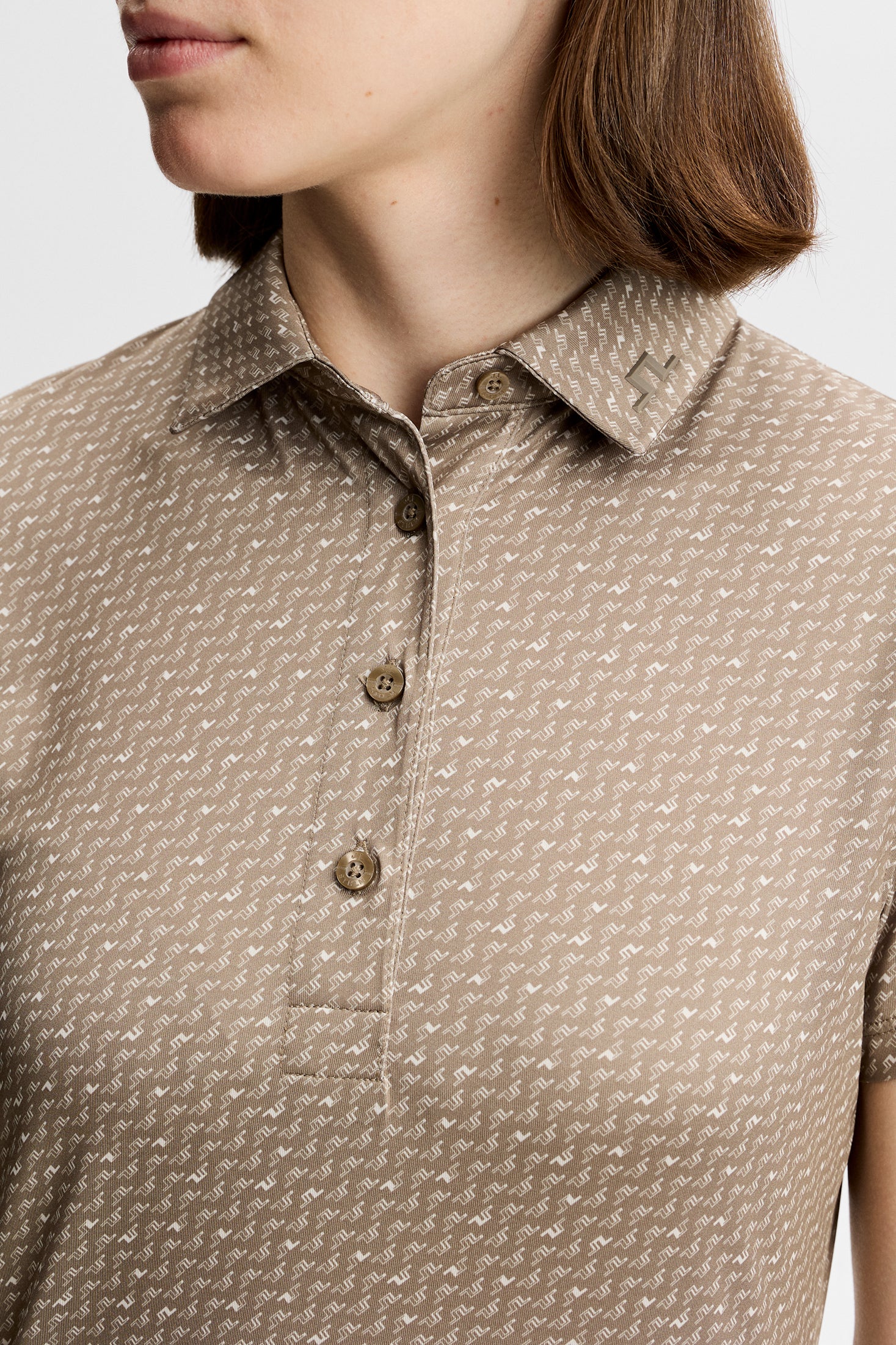 J.Lindeberg Caitlyn Polo für Damen Bias Bridge Micro Brindle Moon (Braun) – Bild 2