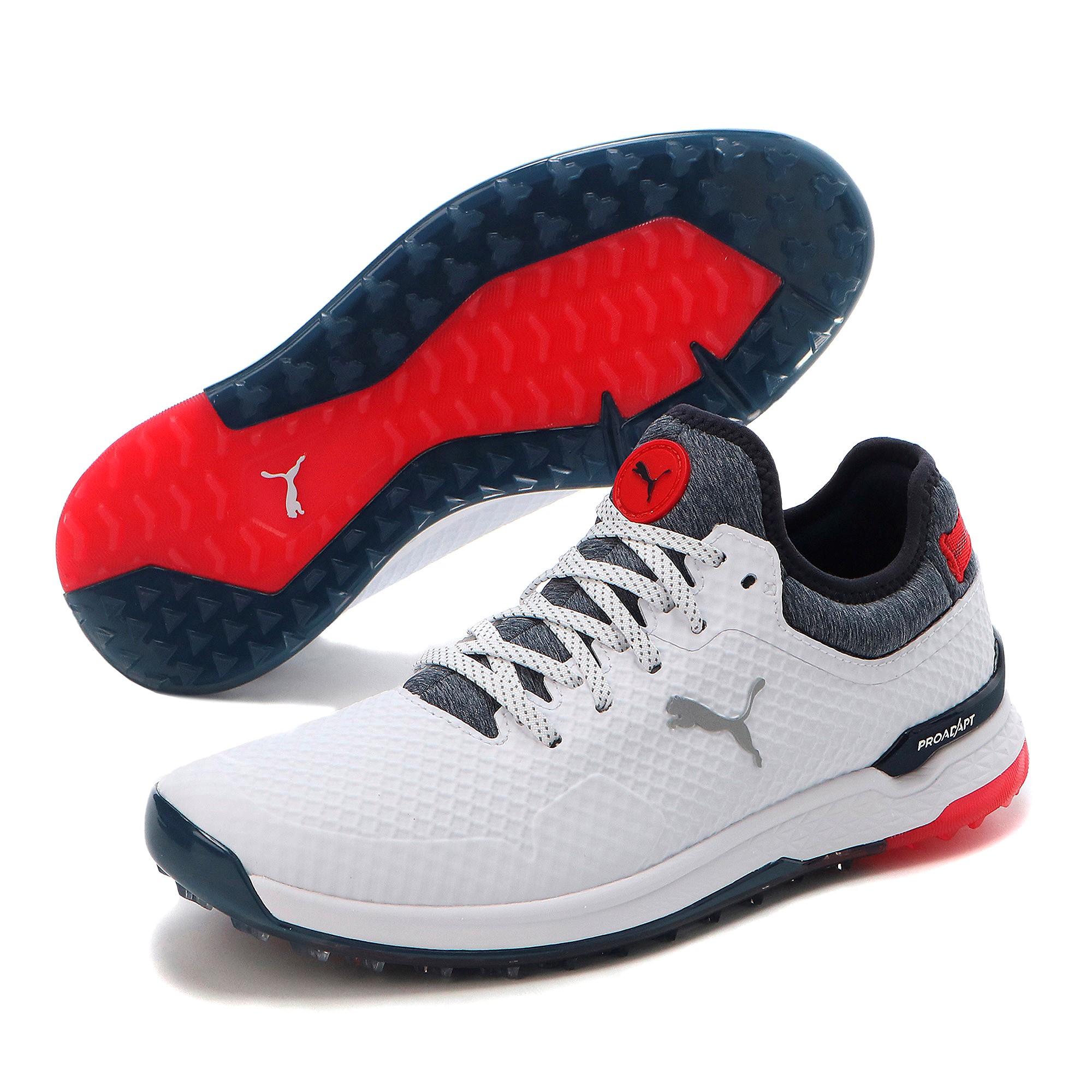 Puma Proadapt Alphacat Leather Herren Golfschuhe Weiss/Navy/Rot