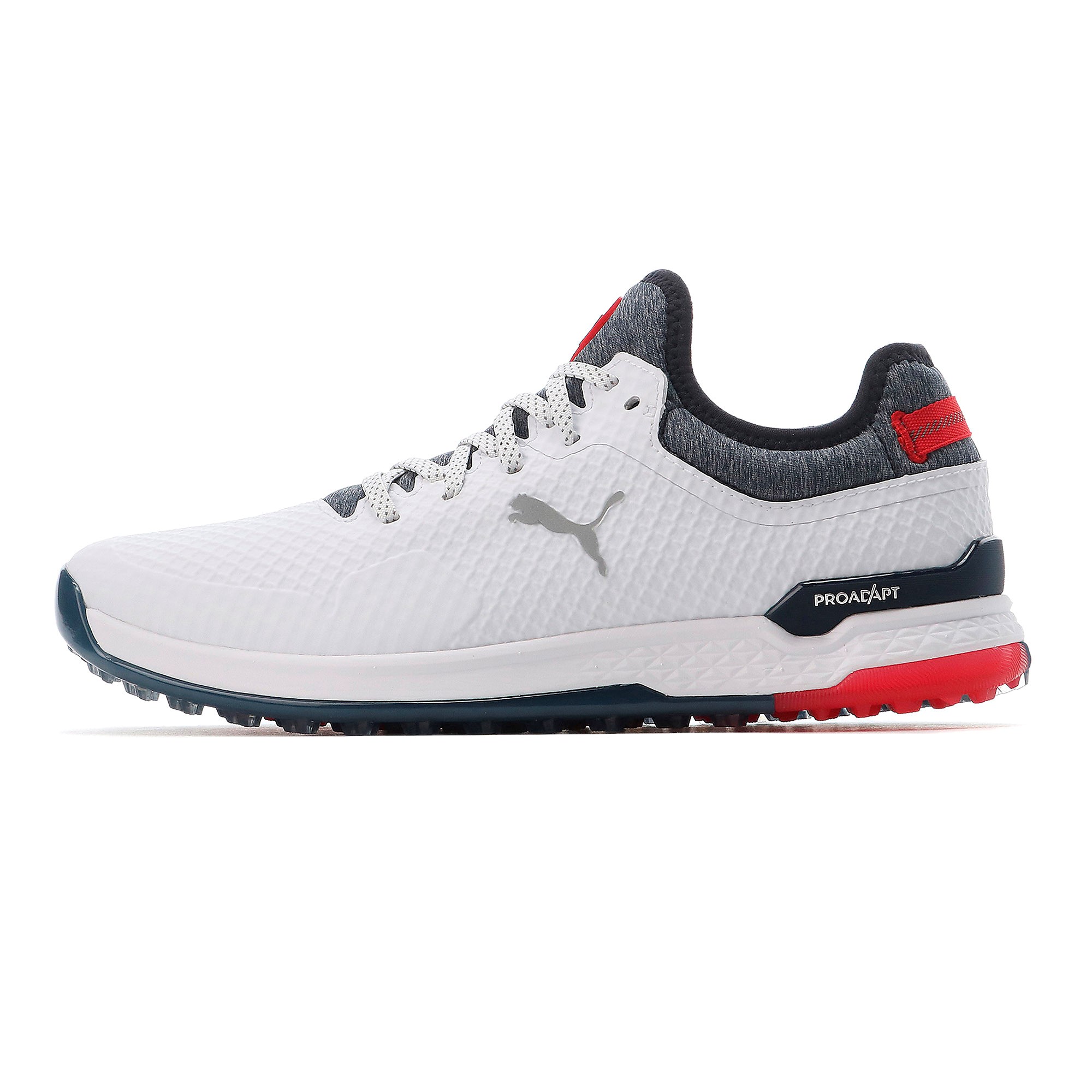 Puma Proadapt Alphacat Leather Herren Golfschuhe Weiss/Navy/Rot – Bild 5