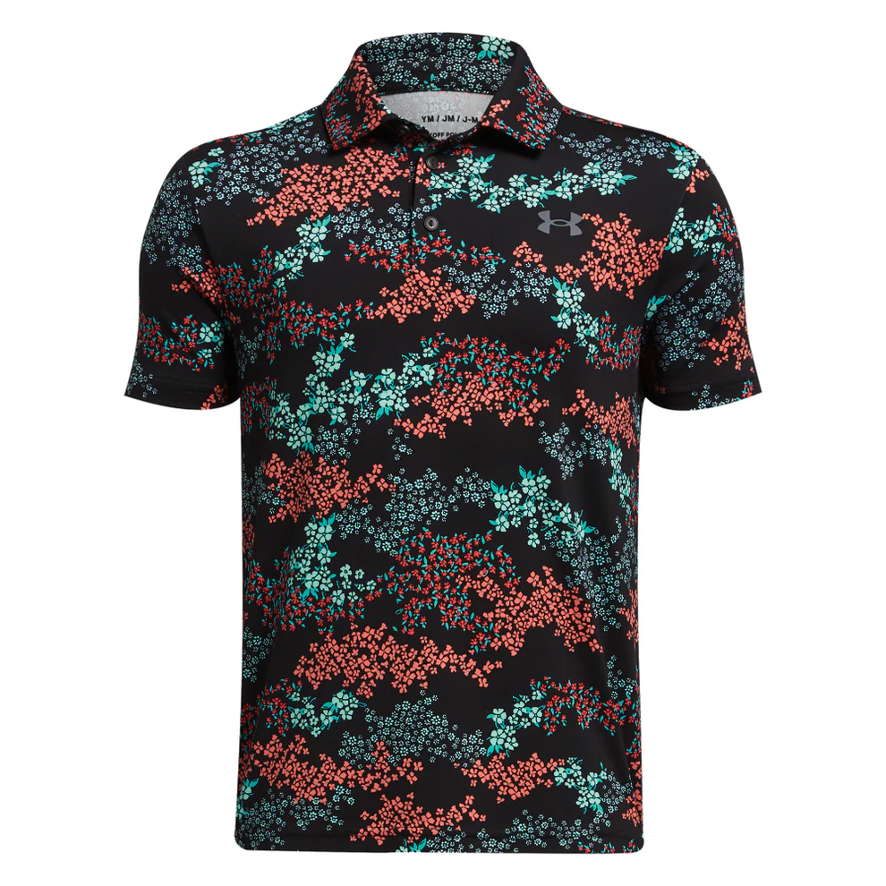 Under Amour PLAYOFF PRINTED Polo für Kinder Schwarz/Grün/Rot